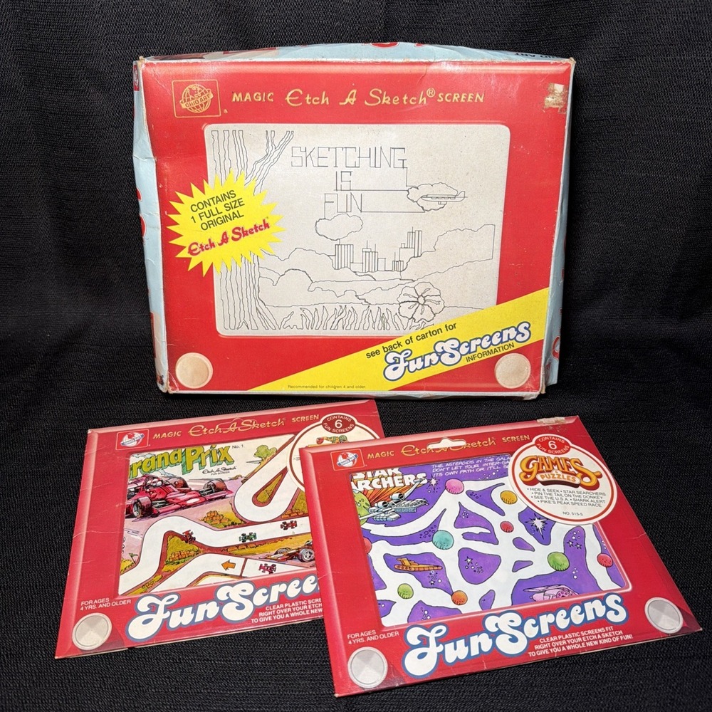 Vintage Etch a Sketch 505T + 12 Fun Screens‎ 1983 Ohio Art Company Box Included